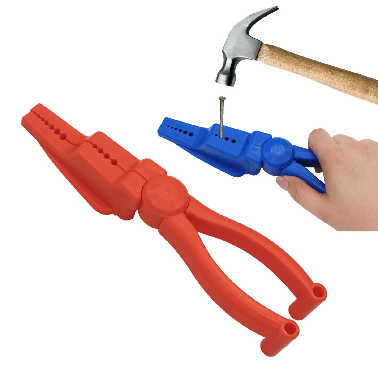 2xNail Holder Pliers Screw Nails Fixer Tool Portable Nail Holder for Hammering Orange