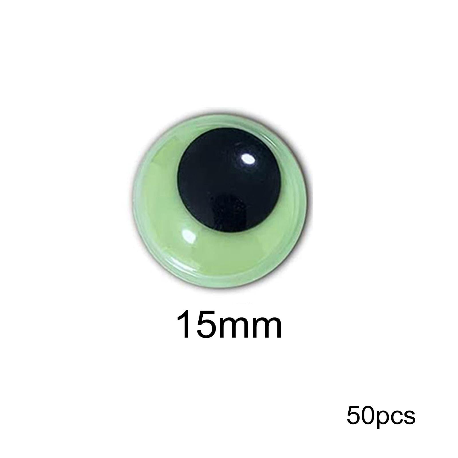 3xGlow in The Dark Eyes Sticky Self Adhesive for Crafts Handmade DIY Soft Toys 15mm 50pcs