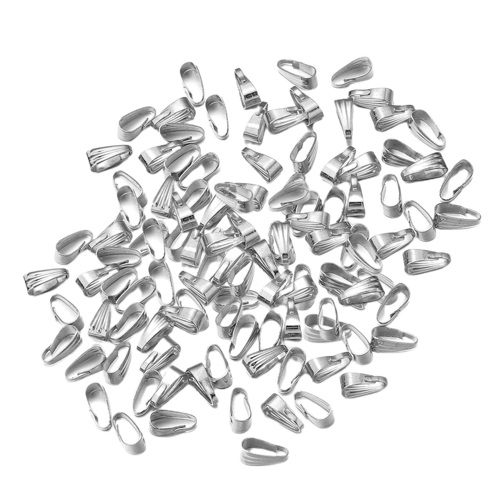 2x200x Pinch Bails Pendant Clasp Metal Connectors for DIY Craft Jewelry Making Silver