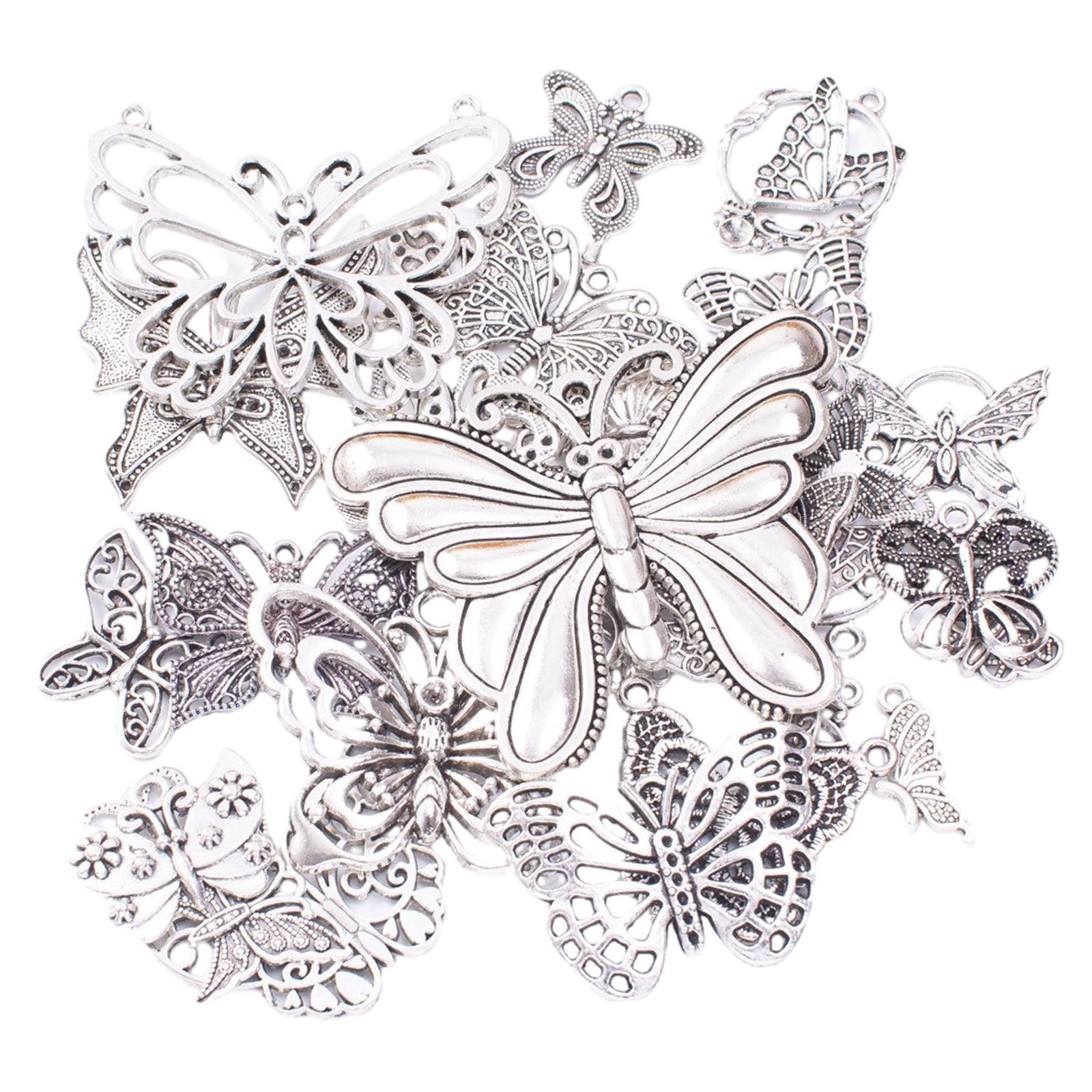 3xButterfly Charms Pendant Antique for Scrapbook Decoration Key Chains Earring silver