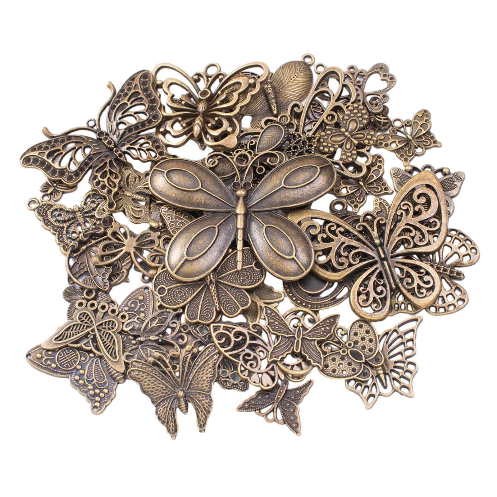4xButterfly Charms Pendant Antique for Scrapbook Decoration Key Chains Earring bronze