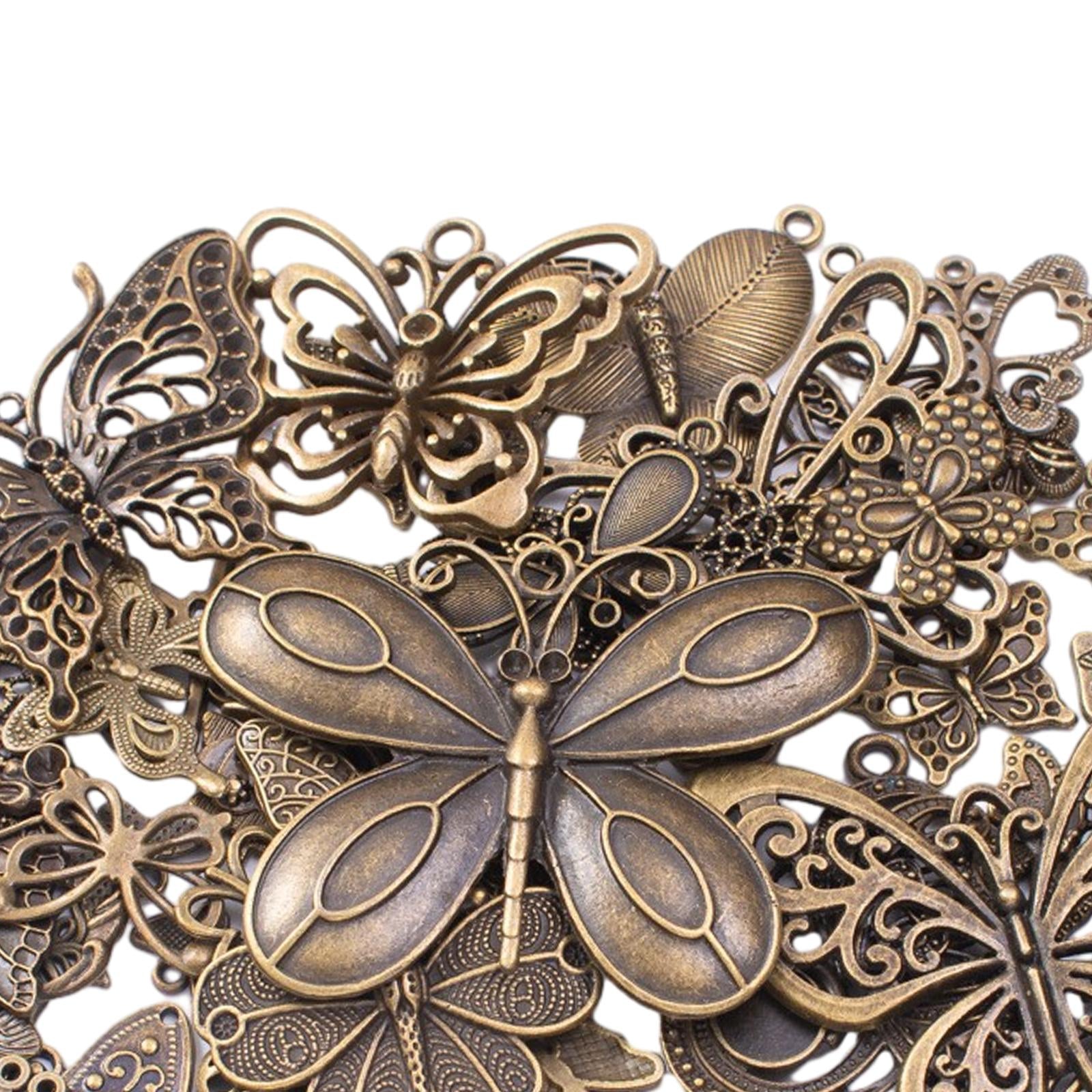 3xButterfly Charms Pendant Antique for Scrapbook Decoration Key Chains Earring bronze