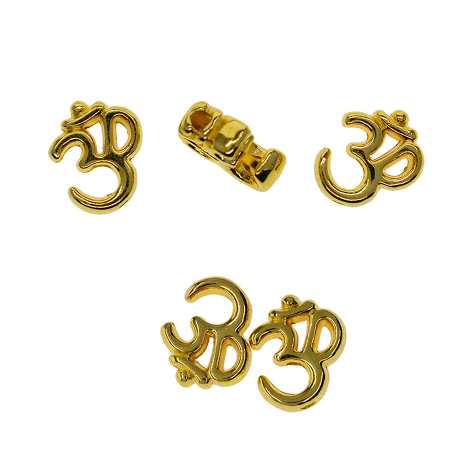 2x50Pcs Yoga OM Spacer Beads DIY Gold Charms for Sweaters Chains Hats Keyrings