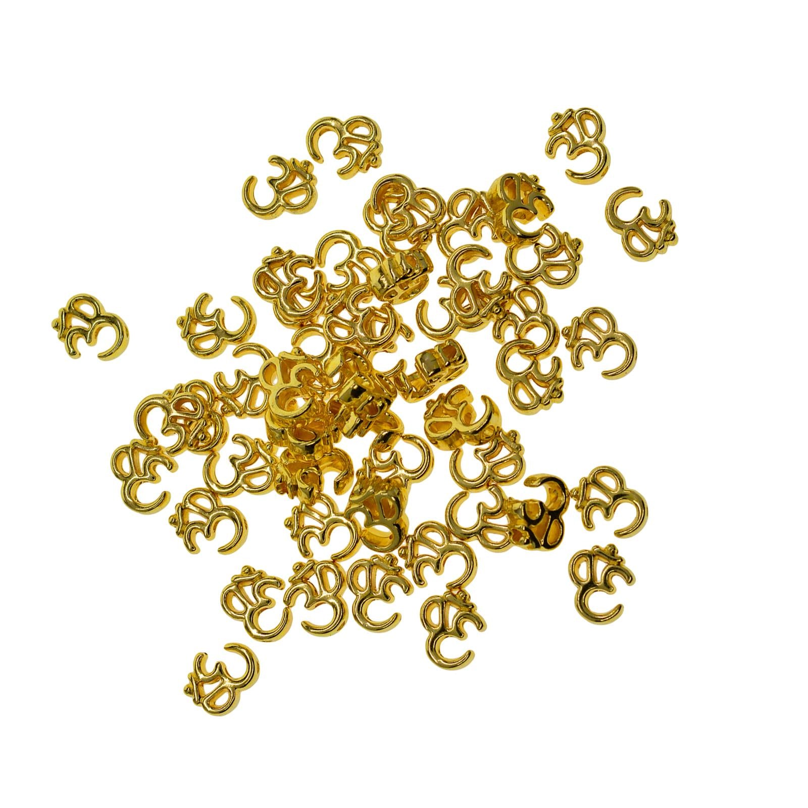 2x50Pcs Yoga OM Spacer Beads DIY Gold Charms for Sweaters Chains Hats Keyrings