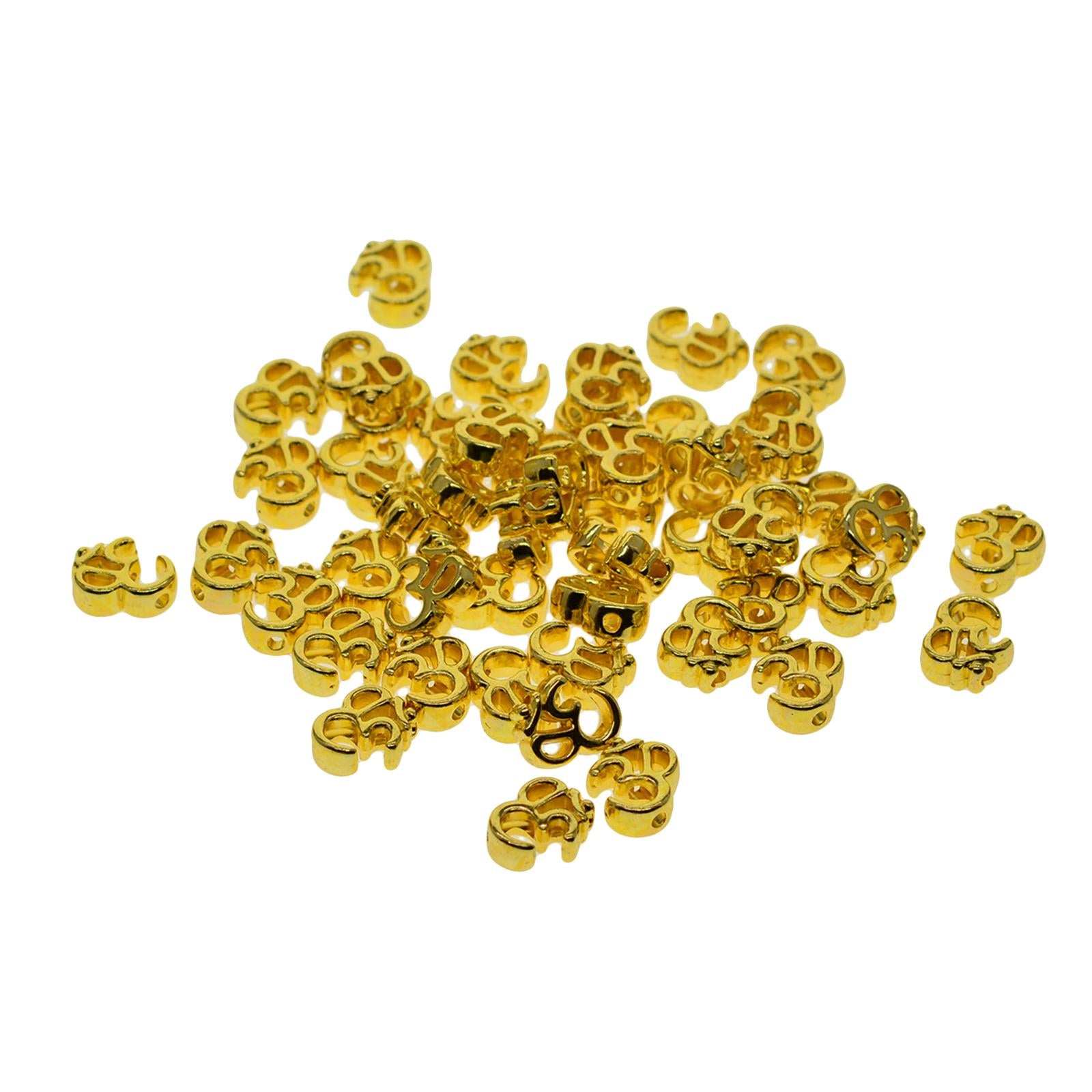 2x50Pcs Yoga OM Spacer Beads DIY Gold Charms for Sweaters Chains Hats Keyrings