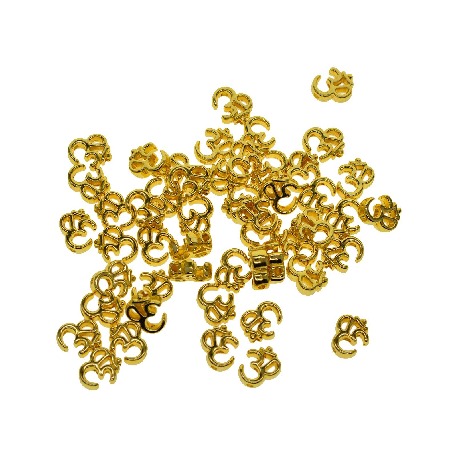 4x50Pcs Yoga OM Spacer Beads DIY Gold Charms for Sweaters Chains Hats Keyrings