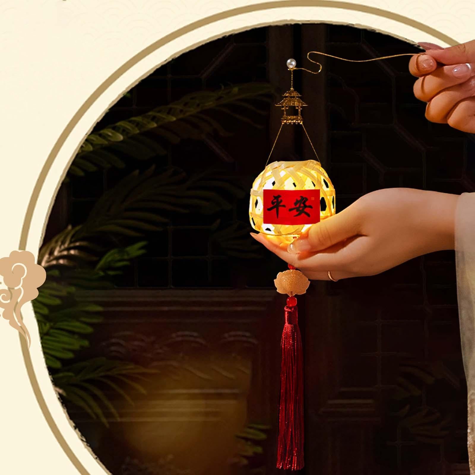 3xMid Autumn Festival Lantern Making Kit Bamboo Lantern Making for Celebration Style B 34cmx6.5cm