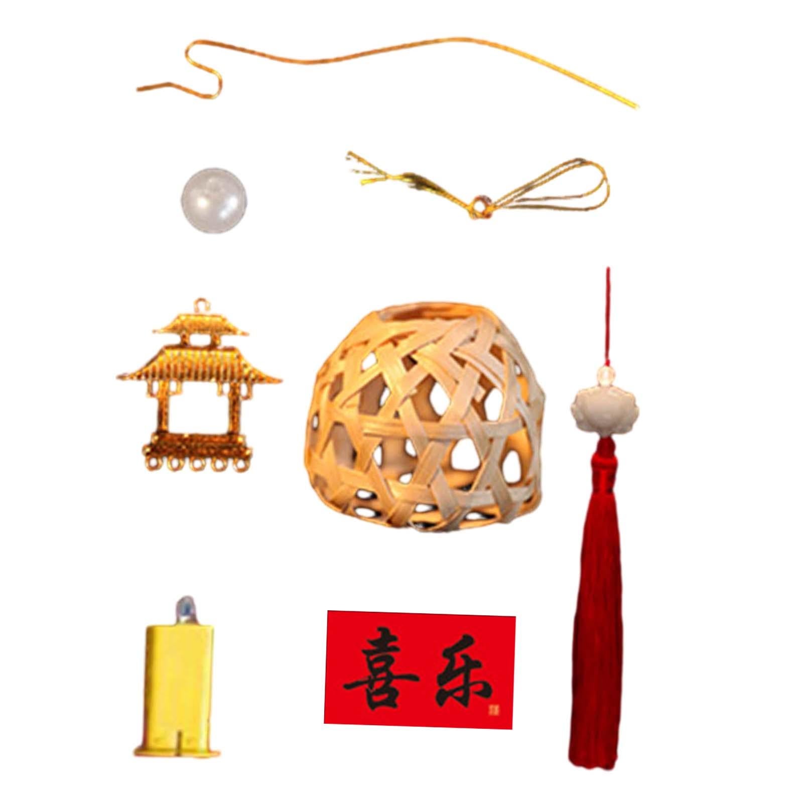 4xMid Autumn Festival Lantern Making Kit Bamboo Lantern Making for Celebration Style C 34cmx6.5cm