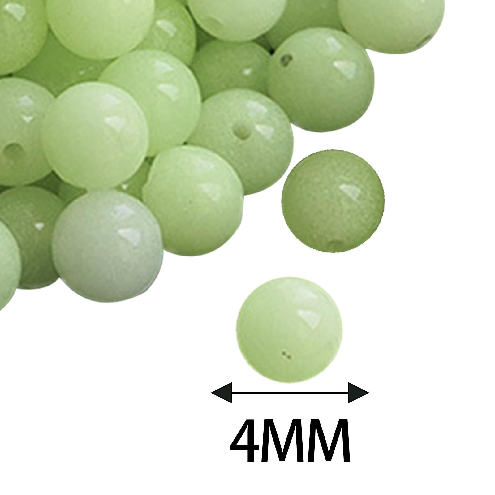 2x100 Pieces Acrylic Luminous Beads Round for Bracelet Jewelry Making Keychain 4mm