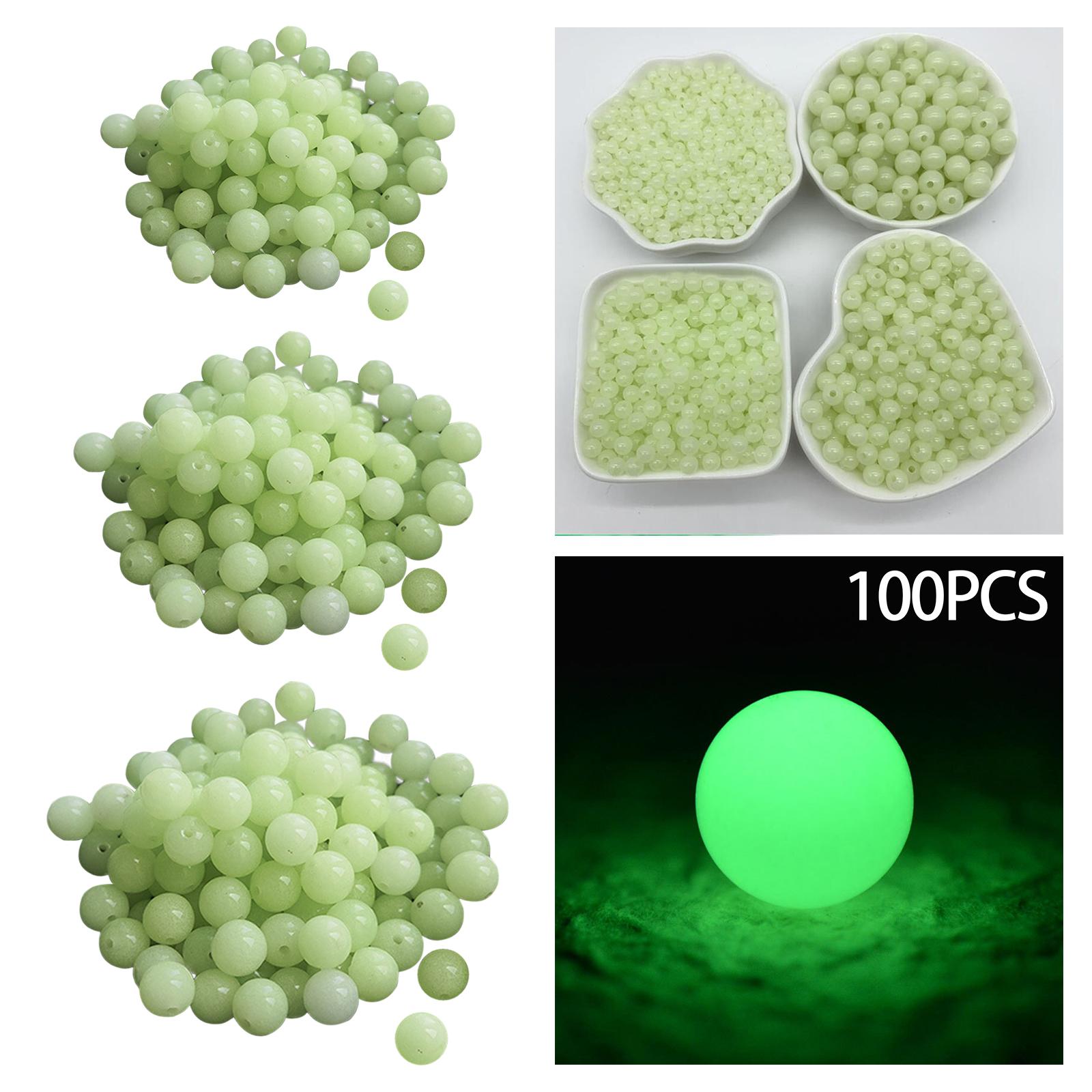 2x100 Pieces Acrylic Luminous Beads Round for Bracelet Jewelry Making Keychain 4mm