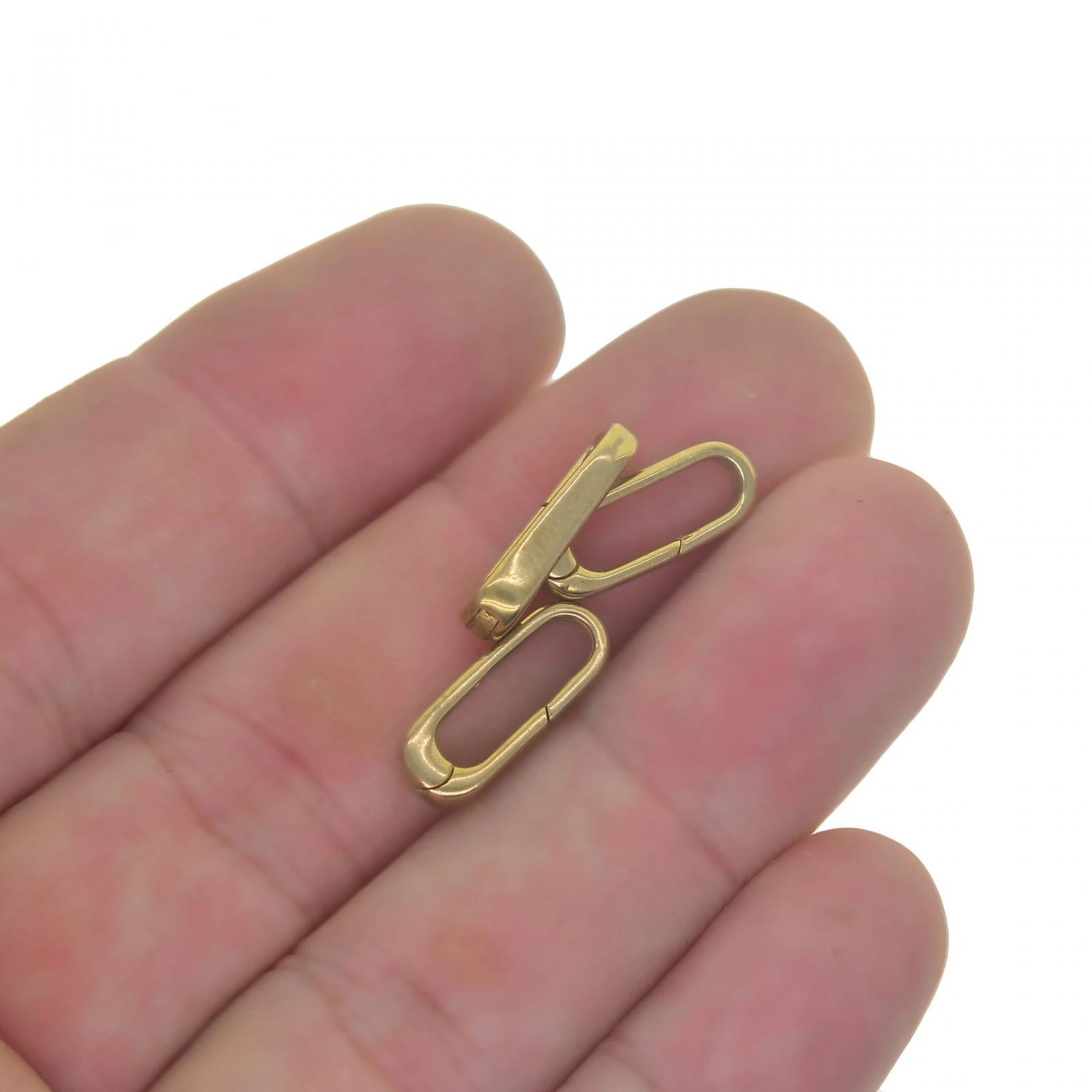2xSolid Gold Oval Snap Push Connector Lock Metal Lobster Clasps Jewelry Making