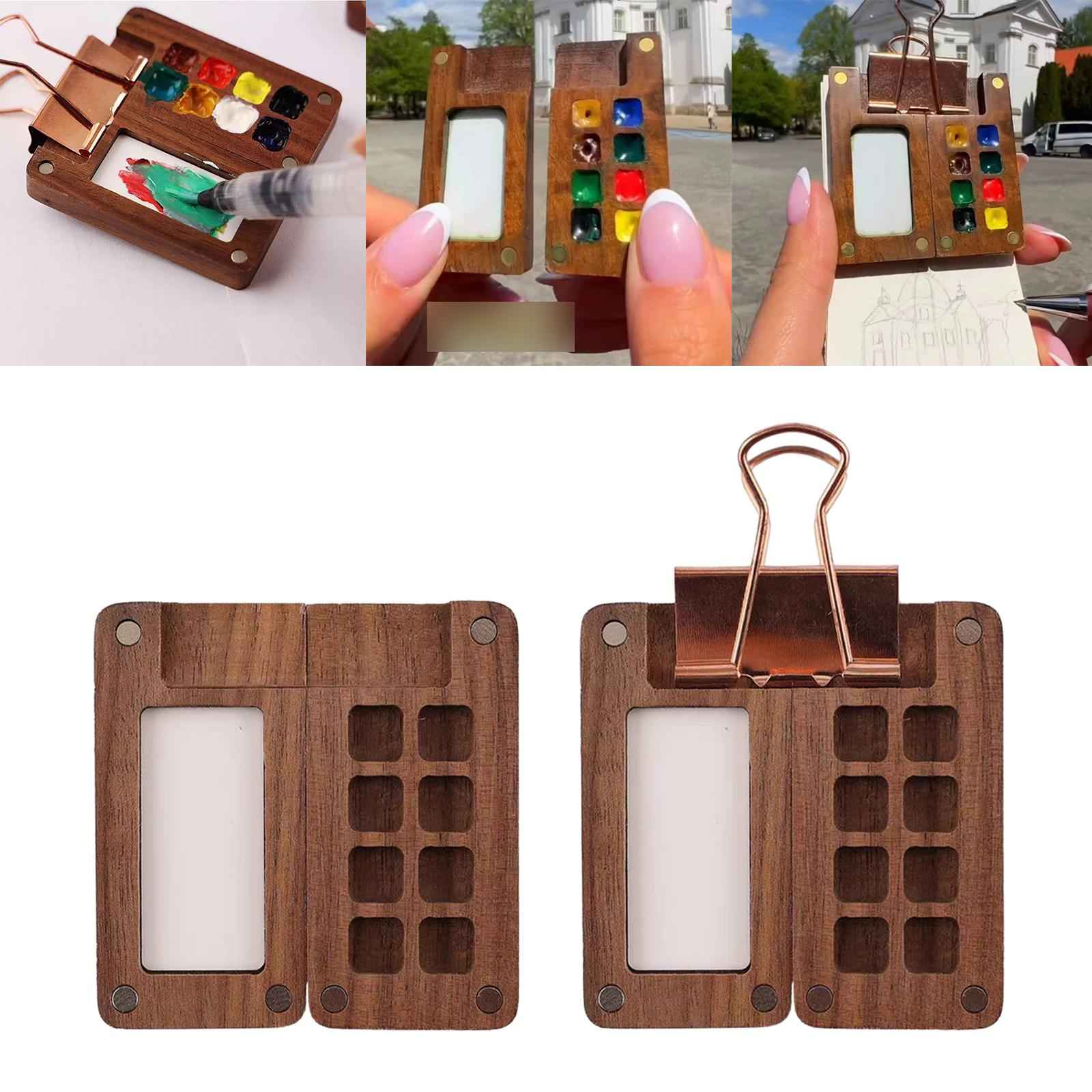 Watercolor Palette Wood Paint Palette for Gouache Oil Paint Pigments Acrylic Without Clip