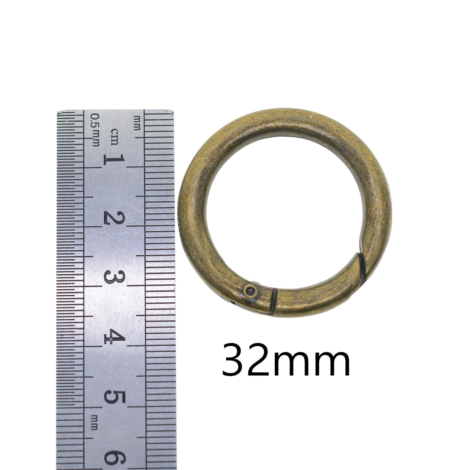 3x6pcs Spring Gate O Rings 32mm for Keychains Handbag Strap Craft Bronze