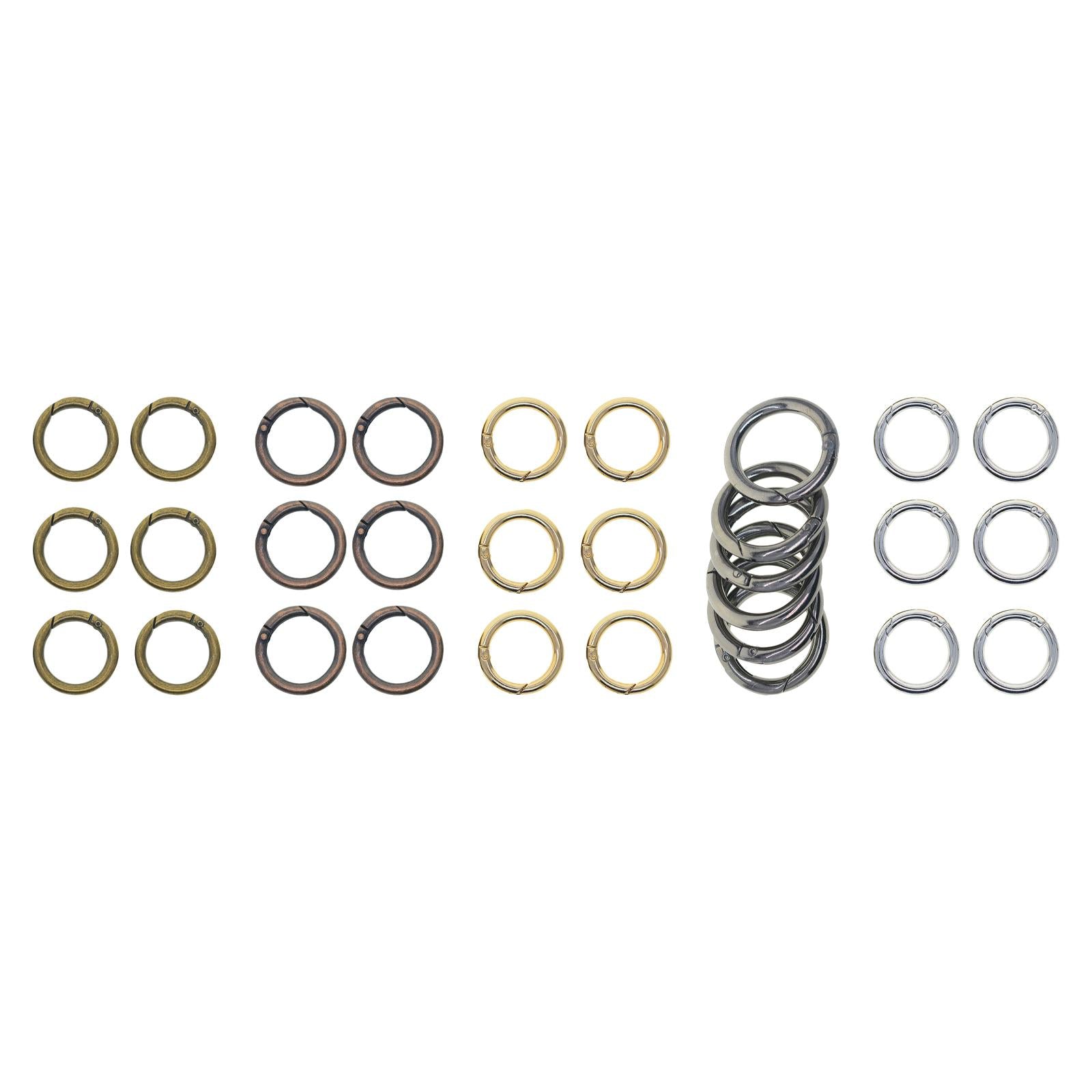 3x6pcs Spring Gate O Rings 32mm for Keychains Handbag Strap Craft Bronze