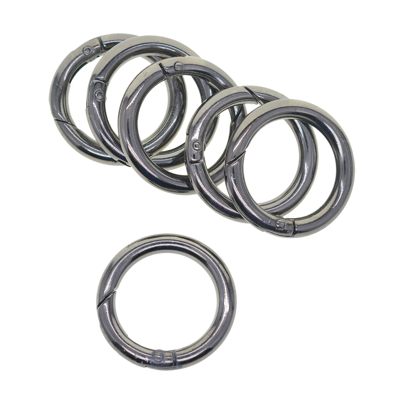 3x6pcs Spring Gate O Rings 32mm for Keychains Handbag Strap Craft Black