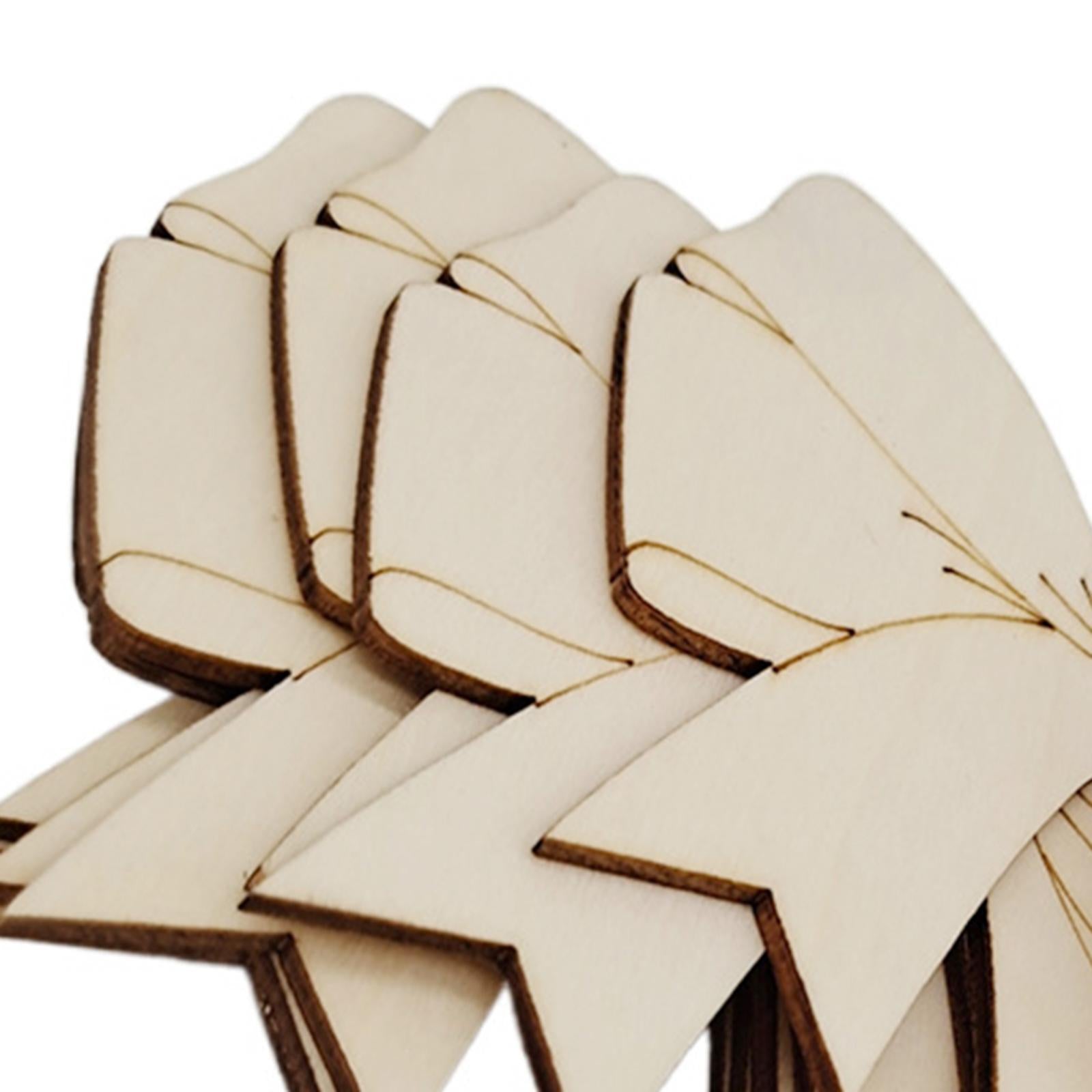 2x10Pcs Unfinished Blank Wood Cutouts Slices Decoration Bow Shaped Wood Pieces
