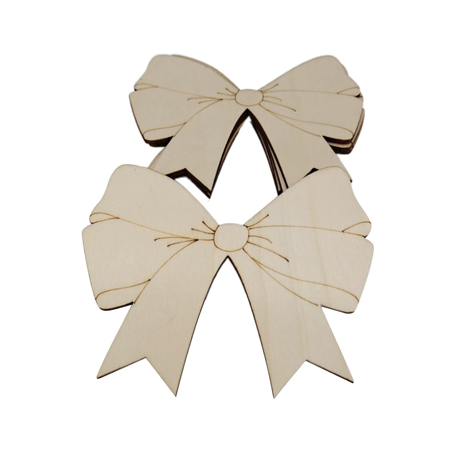 2x10Pcs Unfinished Blank Wood Cutouts Slices Decoration Bow Shaped Wood Pieces