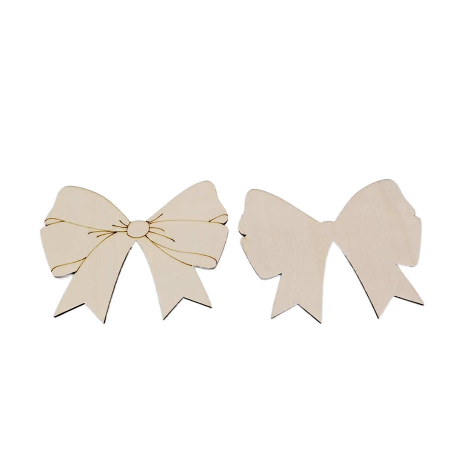 2x10Pcs Unfinished Blank Wood Cutouts Slices Decoration Bow Shaped Wood Pieces