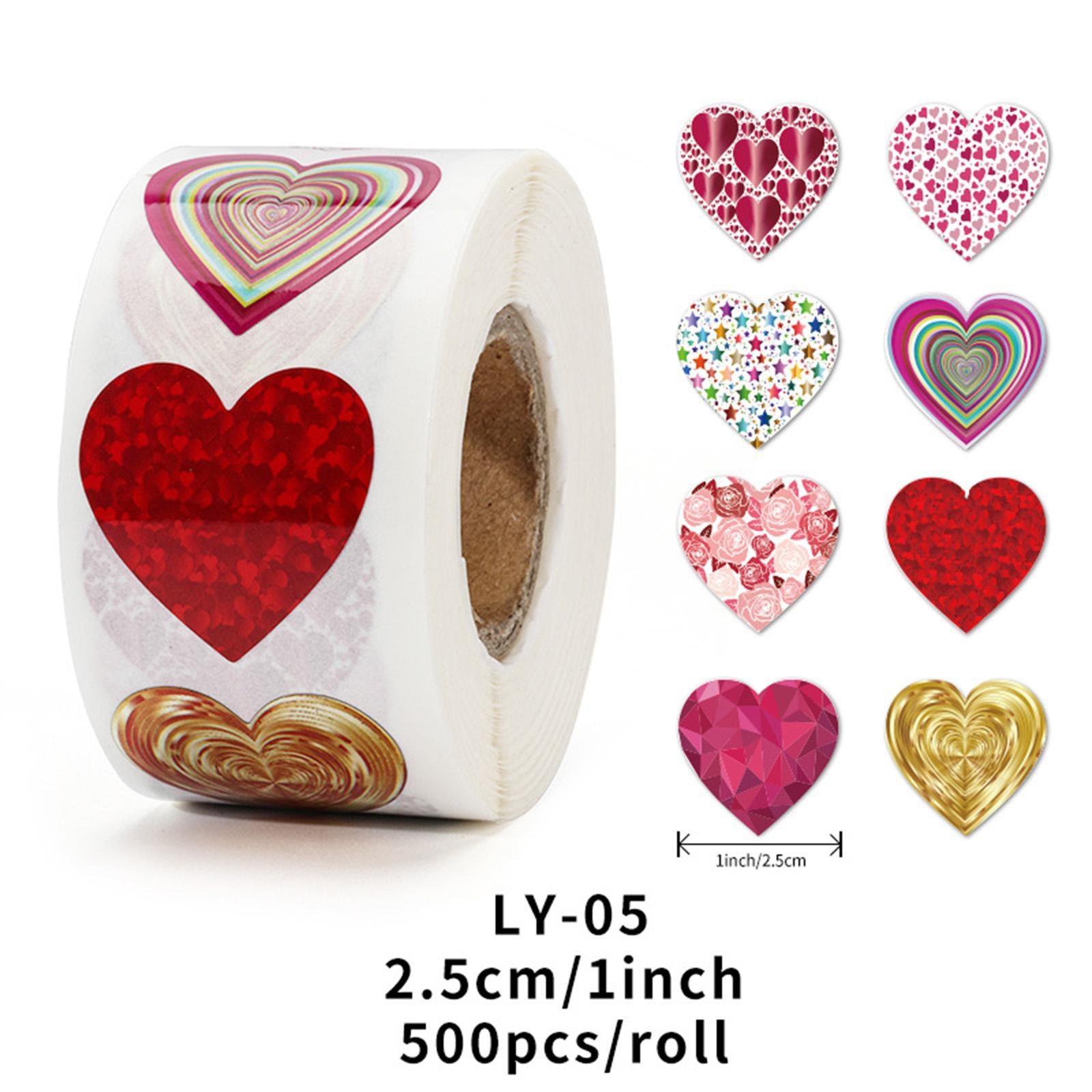 2xValentine Stickers Roll Home 500x Heart Stickers Valentine's Day Decorations Waterproof