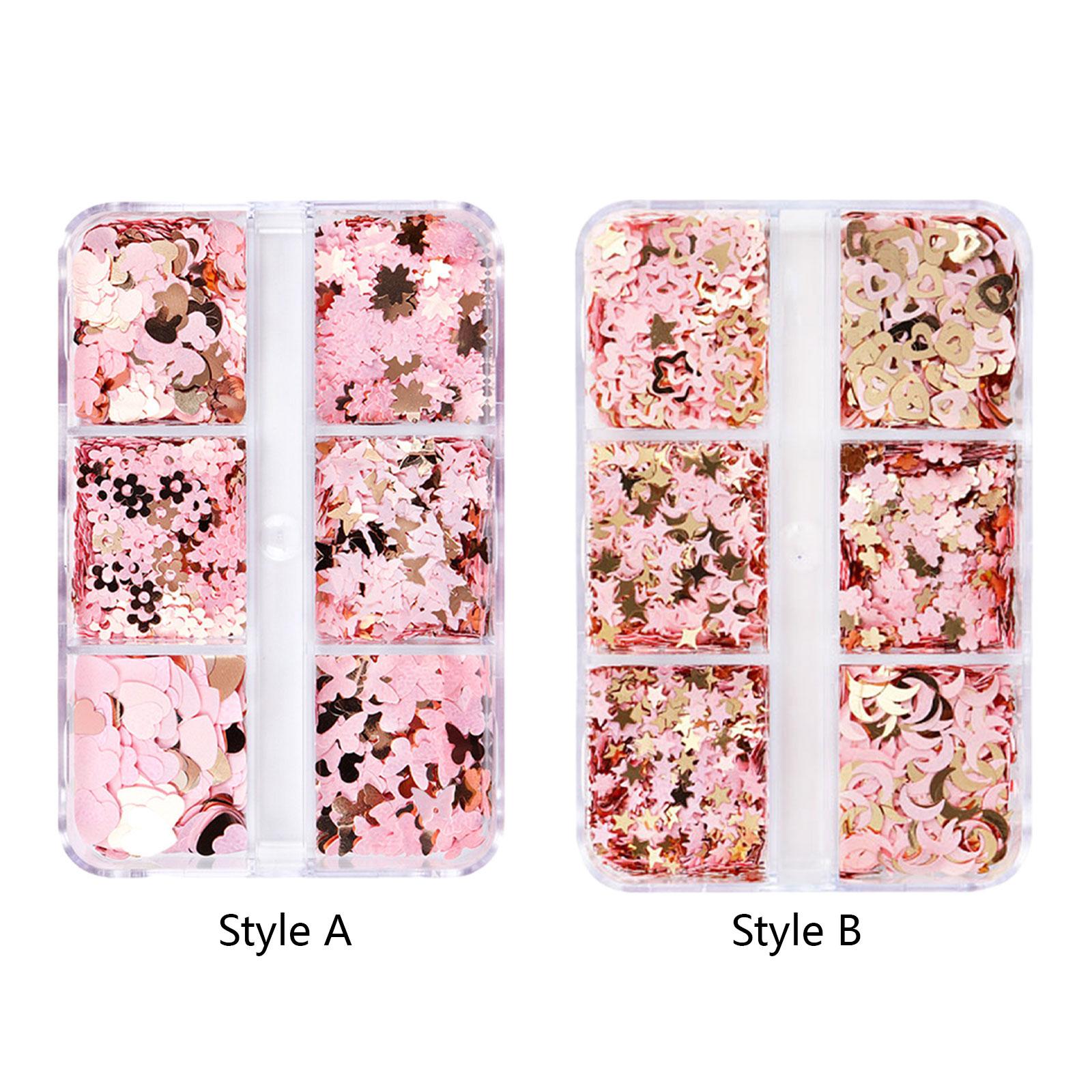 2xHeart Glitter Nail Art Sequins Nail Arts Tips for Cosplay Craftwork Festival Style A