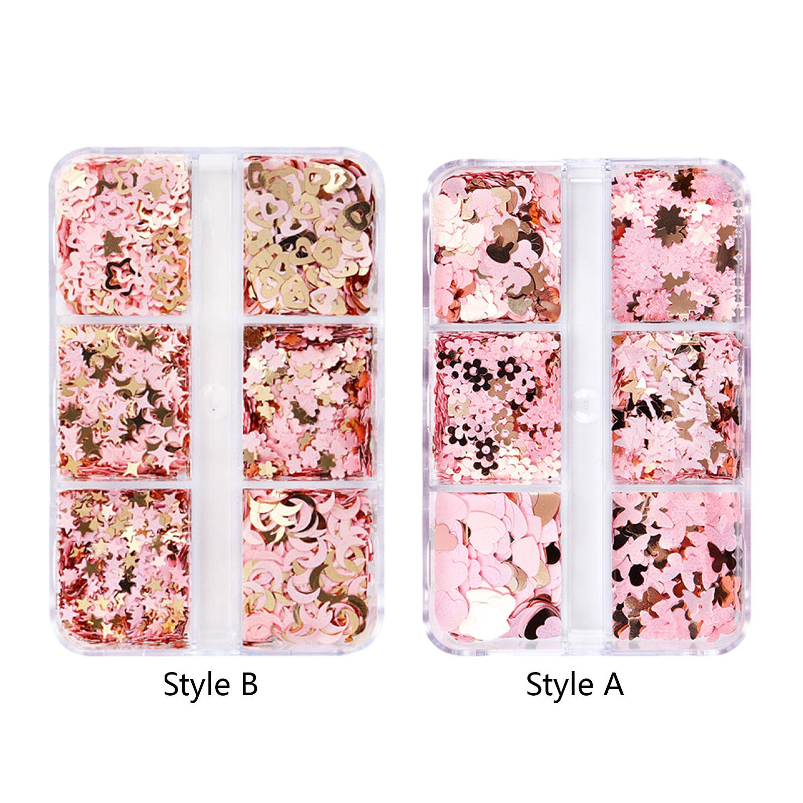 3xHeart Glitter Nail Art Sequins Nail Arts Tips for Cosplay Craftwork Festival Style A