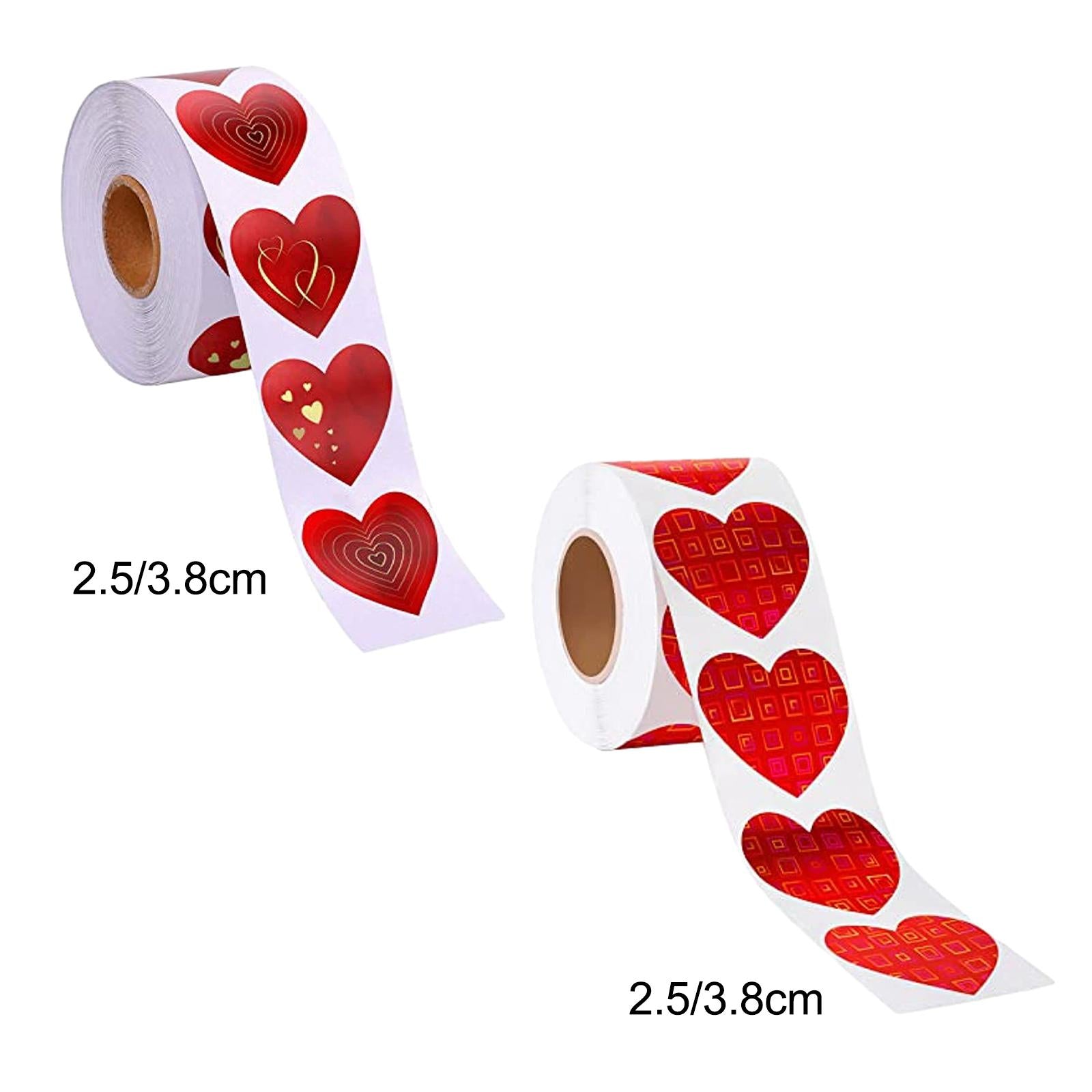 3xValentine's Day Stickers Decals Seal Labels for Gift Box Sales Bags Gift Bag Heart Print 2.5cm