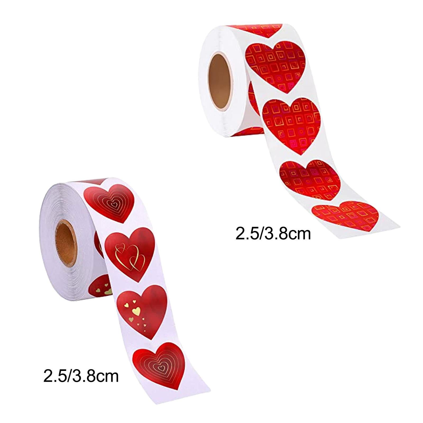 3xValentine's Day Stickers Decals Seal Labels for Gift Box Sales Bags Gift Bag Heart Print 2.5cm