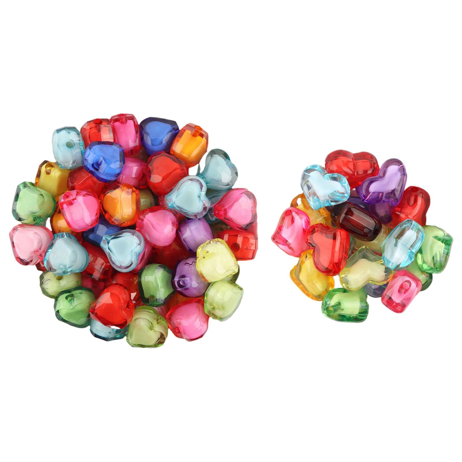 2xAcrylic Heart Beads Heart Shaped Beads for Beading Key Chains Jewelry Making Small 50pcs