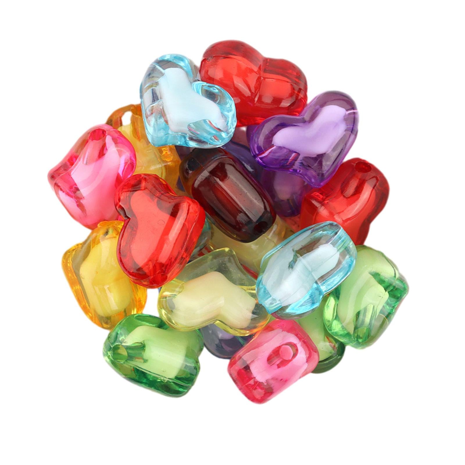 2xAcrylic Heart Beads Heart Shaped Beads for Beading Key Chains Jewelry Making Large 20pcs