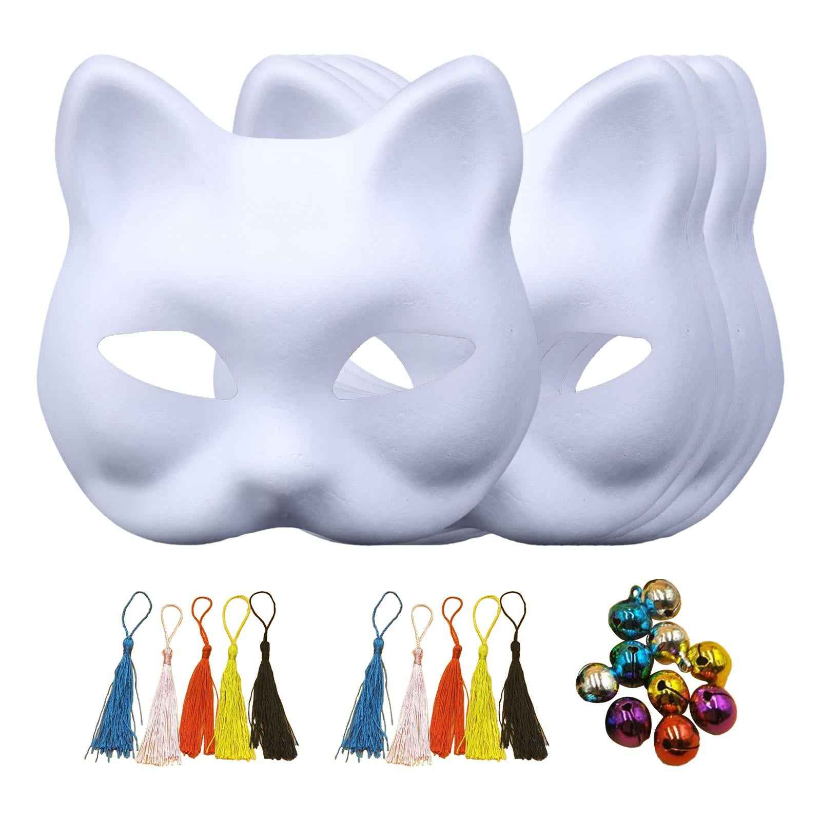5x White Paper Mask Kids Craft Fox Mask for Carnival Party Fancy Dress Party
