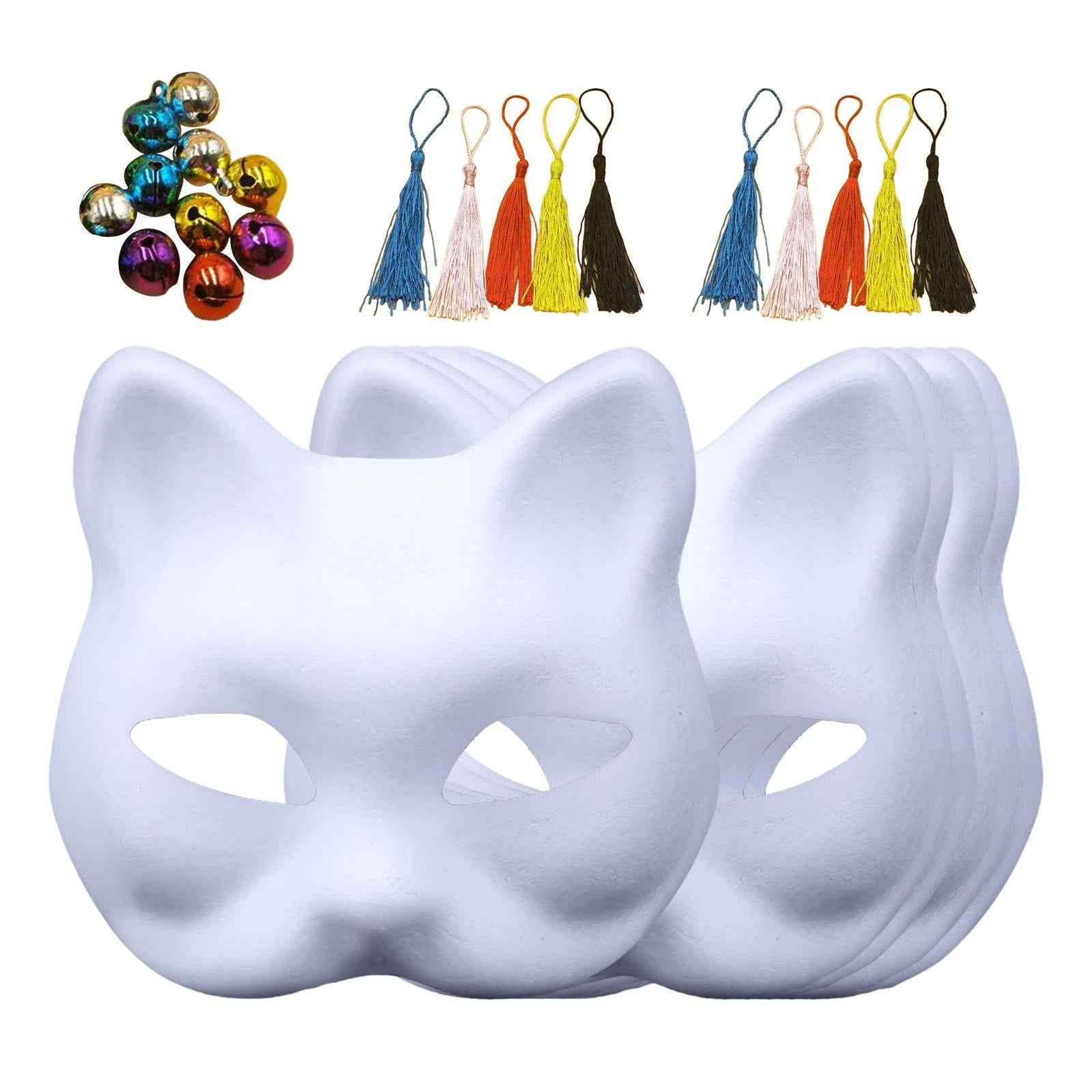5x White Paper Mask Kids Craft Fox Mask for Carnival Party Fancy Dress Party