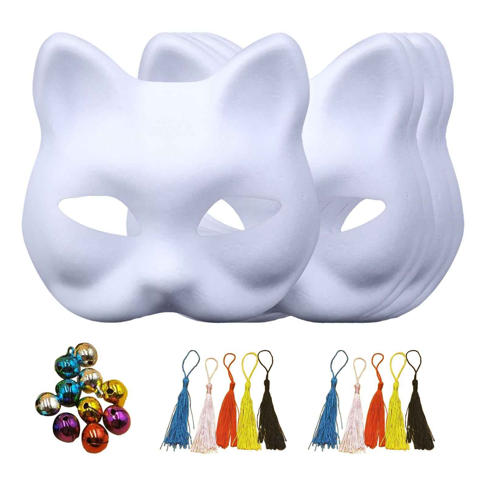 5x White Paper Mask Kids Craft Fox Mask for Carnival Party Fancy Dress Party