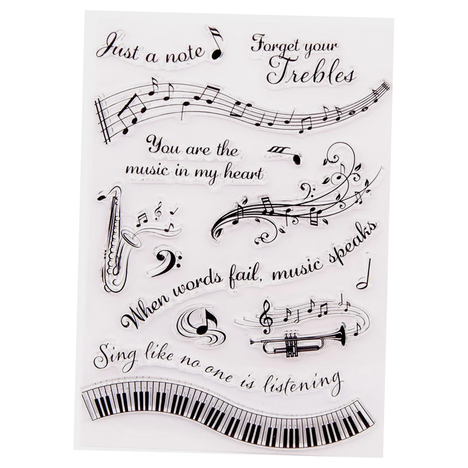 2xMusic Theme Letters Stamps Durable Clear Stamps for Album Party Cards Making