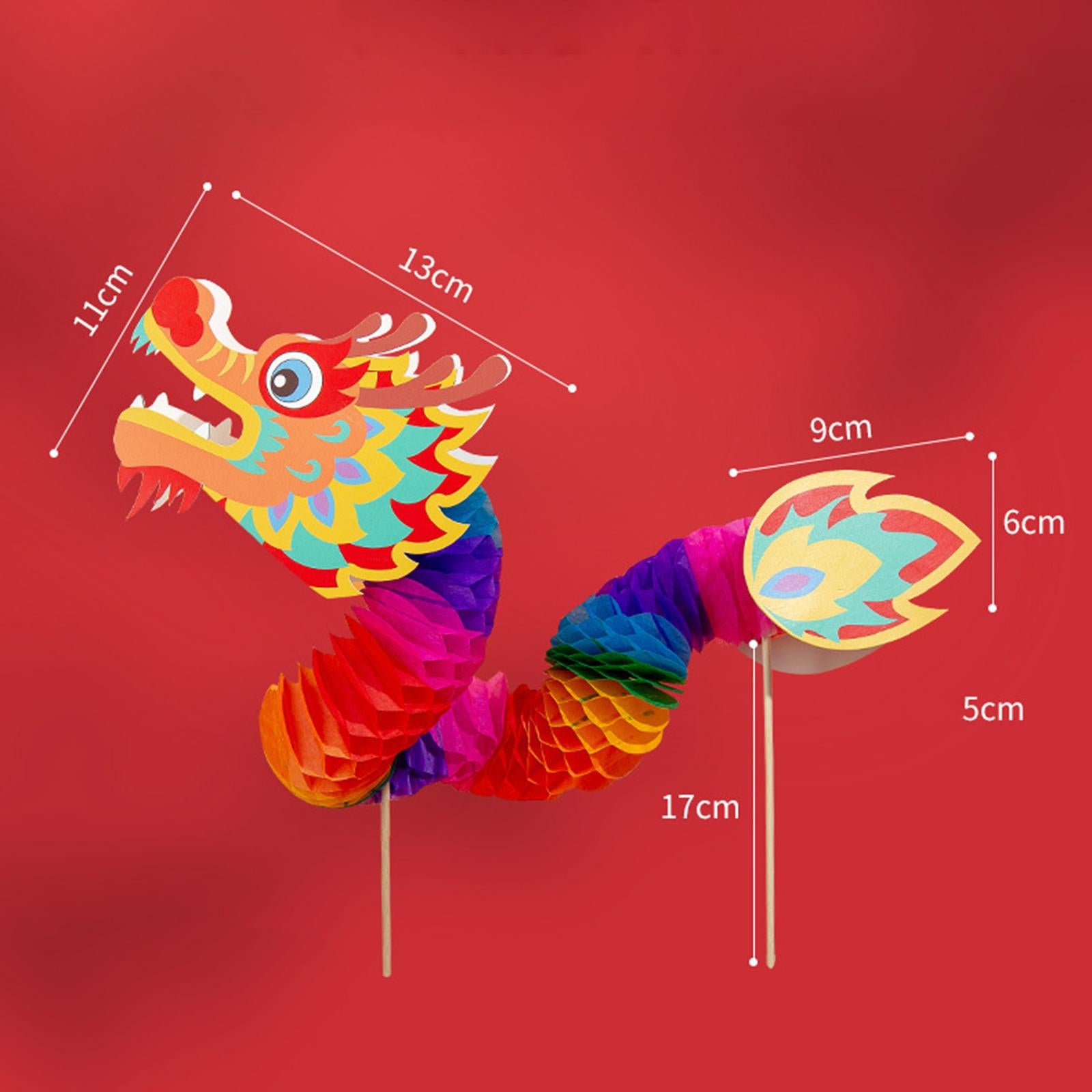 3xChinese Paper Dragon Pick Props 3D Toys for Spring Festival Outdoor New Year