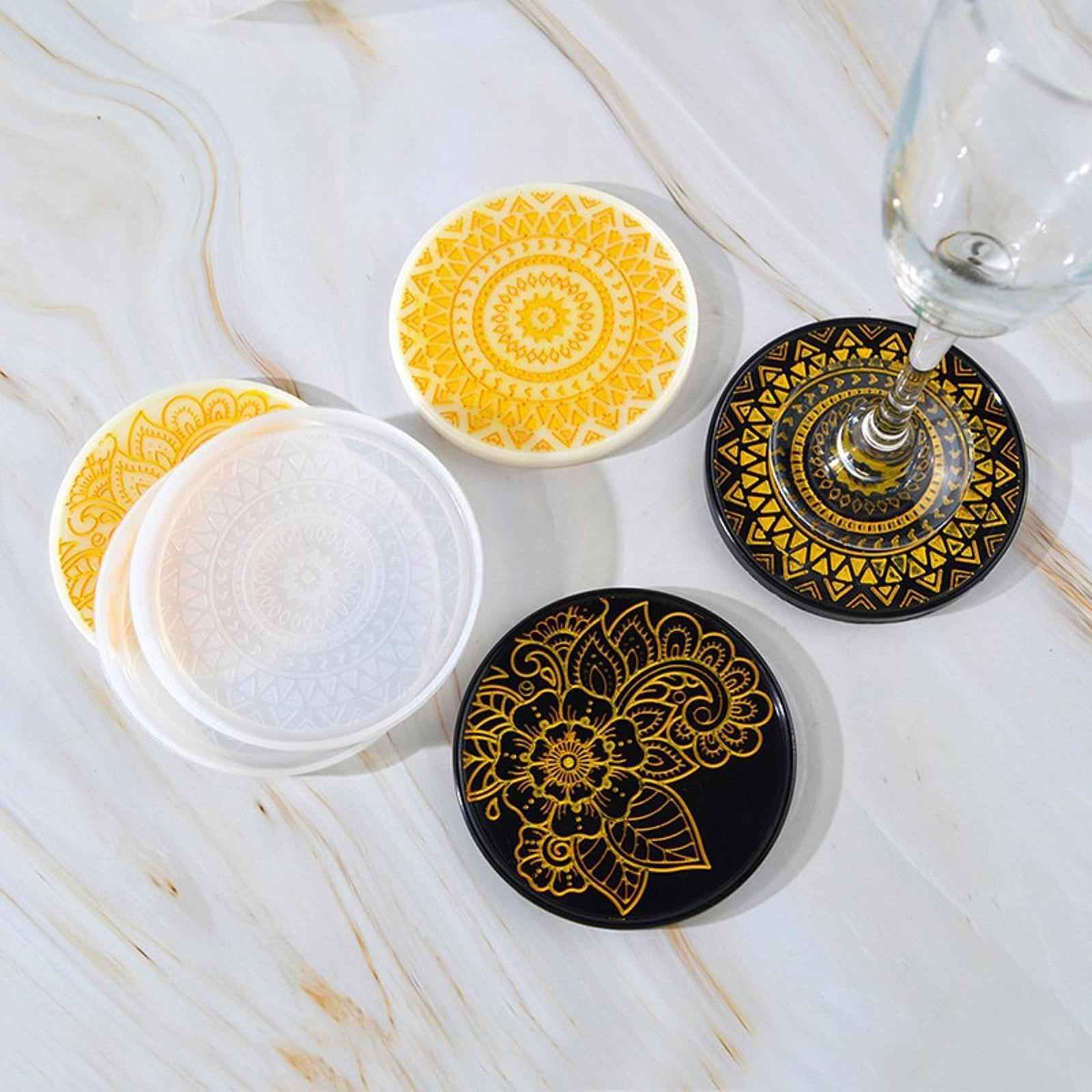 Coaster Silicone Mould Lightweight Reusable Round Tray Gypsum Model for Desk Style B