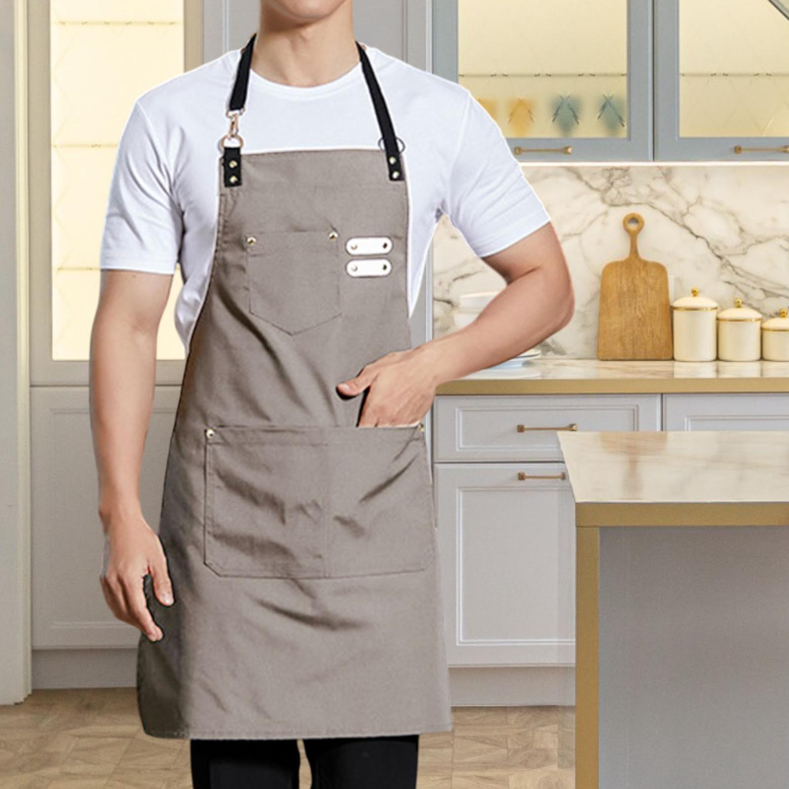 Chef Bib Apron Multipurpose Painting Artist Apron for Garden Commercial Shop Khaki