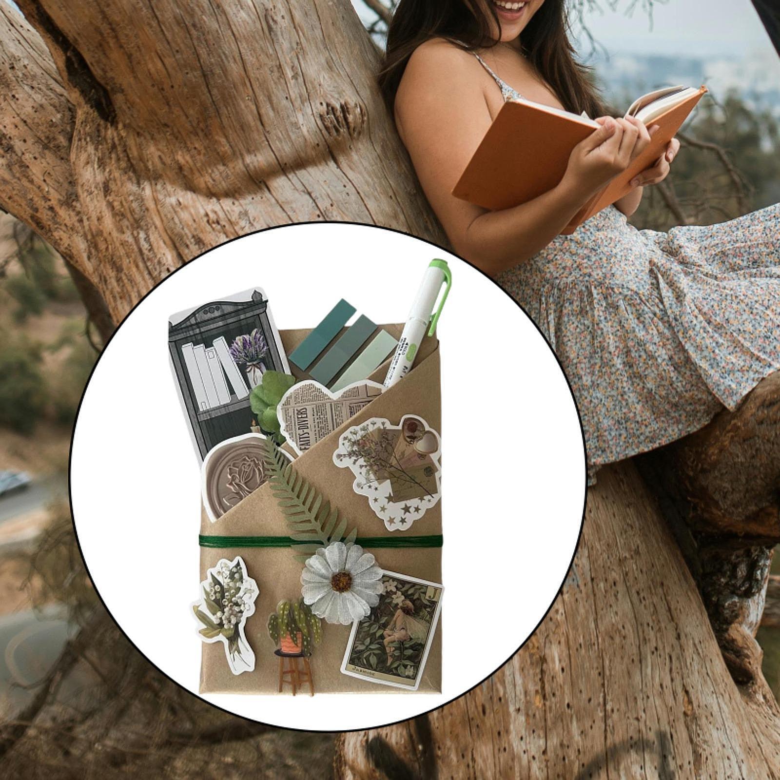 Date with A Book Retro Style Bookish Stickers for Party Women Reading Lovers Green