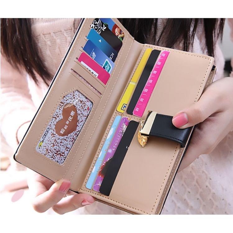 Long Gold Hollow Leaves Coin Purse Card Holders Wallet for Women(Pink)