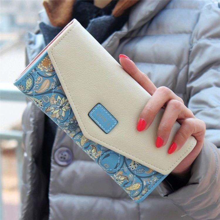 Fashion Ladies Leather Clutch Bag Purse Long Cartoon Wallet Coin Purse(Light Blue)