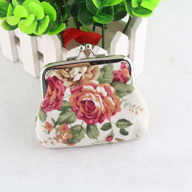 4 PCS Women Coin Purse Retro Flower Clutch Hasp Purse(Black)