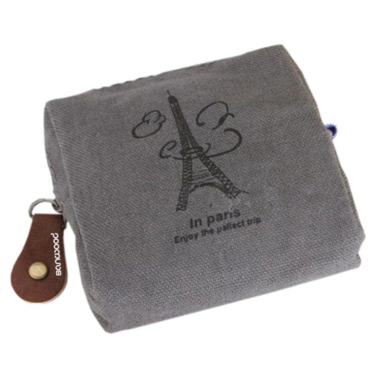 3 PCS Retro Classic Canvas Tower Wallet Card Key Coin Purse Bag Pouch Case(Grey)