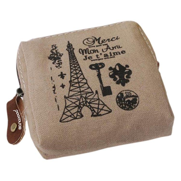 3 PCS Retro Classic Canvas Tower Wallet Card Key Coin Purse Bag Pouch Case(Grey)