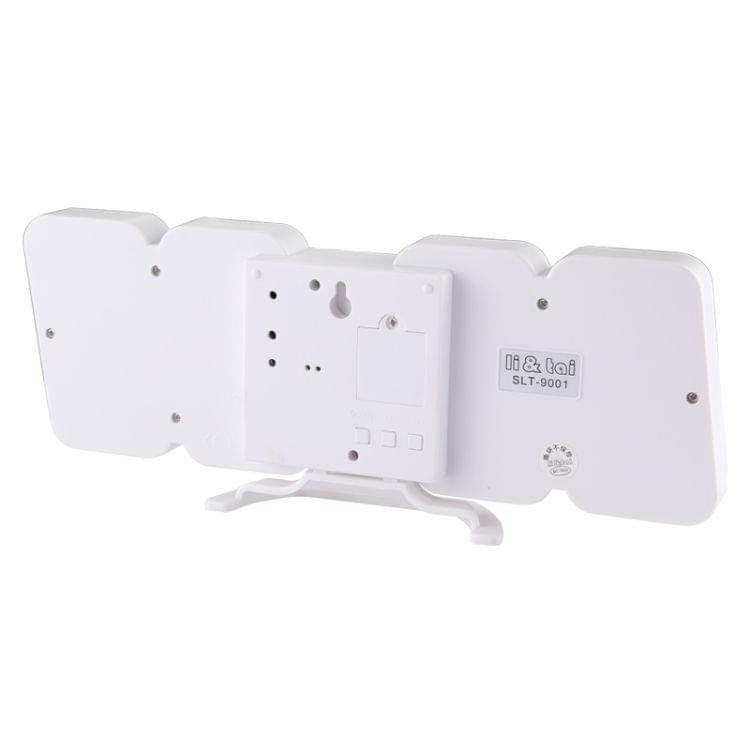Modern 3D LED Sound Control Colorful Digital Alarm Clock Adjust Brightness Electronic Wall Glowing Hanging Clock with Remote Control(White)