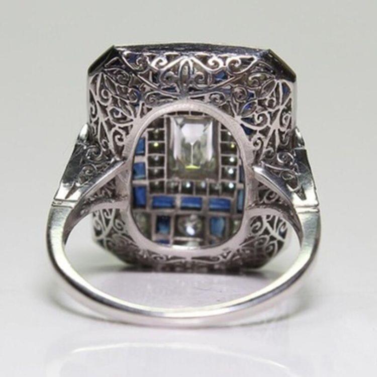 Luxury Square Women Crystal Zircon Engagement Ring, Ring Size:6(Red)