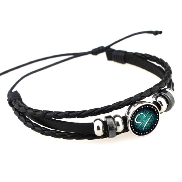 European and American Hand-knitted Beaded Retro DIY Bracelet Libra Constellation Leather Punk Fashion Bracelet