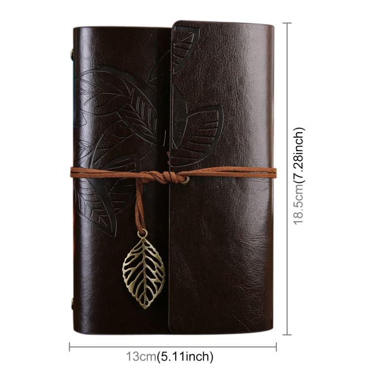 Creative Retro Autumn Leaves Pattern Loose-leaf Travel Diary Notebook, Size: M (Coffee)