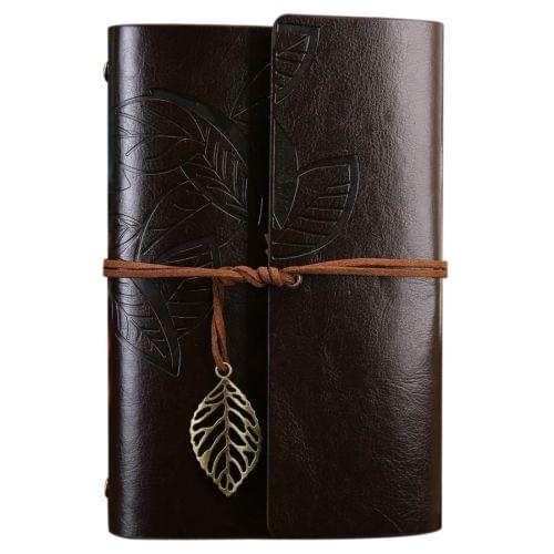 Creative Retro Autumn Leaves Pattern Loose-leaf Travel Diary Notebook, Size: M (Coffee)