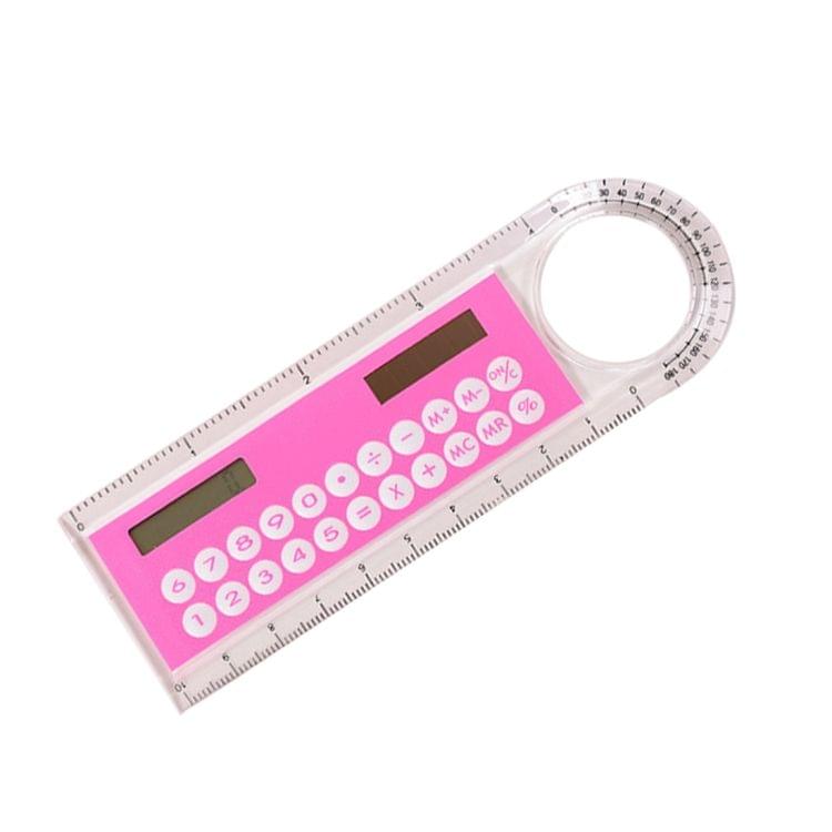 Solar Mini Calculator Magnifier Multifunction 10cm Ultra-thin Ruler Calculadora Office Supplies(Color Random Delivery)