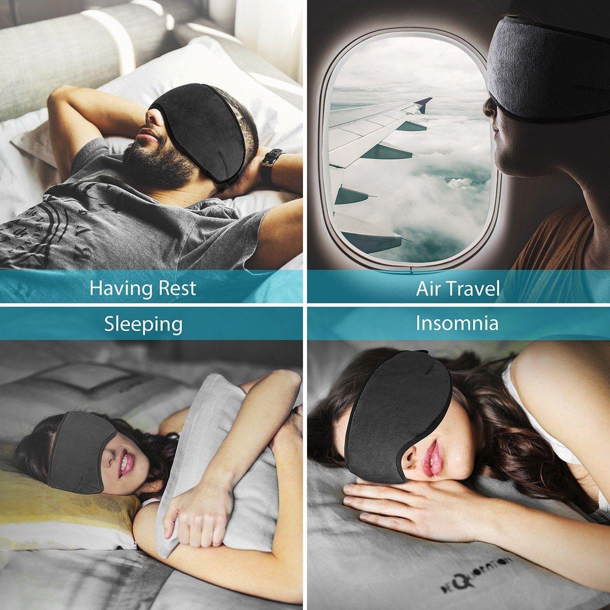 dodocool Wireless Multifunctional Sleeping Eye Mask with Stereo Sound Headphones Washable Music Eye Cover 4.2 Wireless Adjustable Headset with Built-in Speakers Microphone Handsfree for Travel and Sleep Chargeable Grey