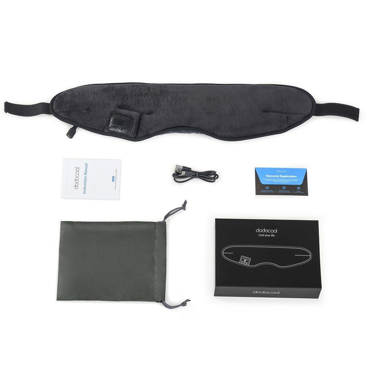 dodocool Wireless Multifunctional Sleeping Eye Mask with Stereo Sound Headphones Washable Music Eye Cover 4.2 Wireless Adjustable Headset with Built-in Speakers Microphone Handsfree for Travel and Sleep Chargeable Grey